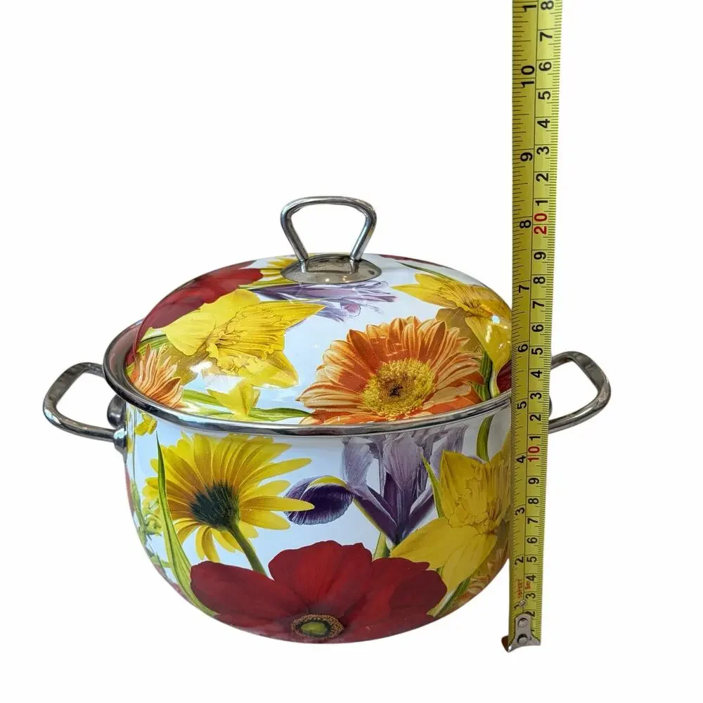 The Pioneer Woman Dutch Oven Floral Enameled Steel 4 QT Stock Pot w/ Lid Retired